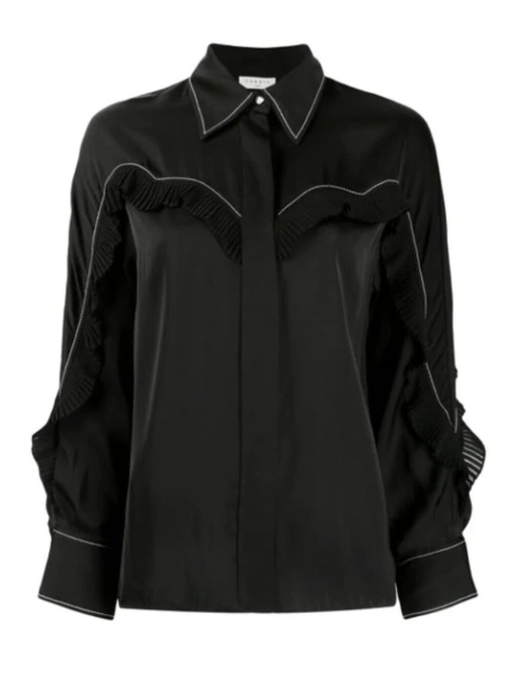 Sandro Rafi Black Ruffle Western Blouse - Picture 2 of 15